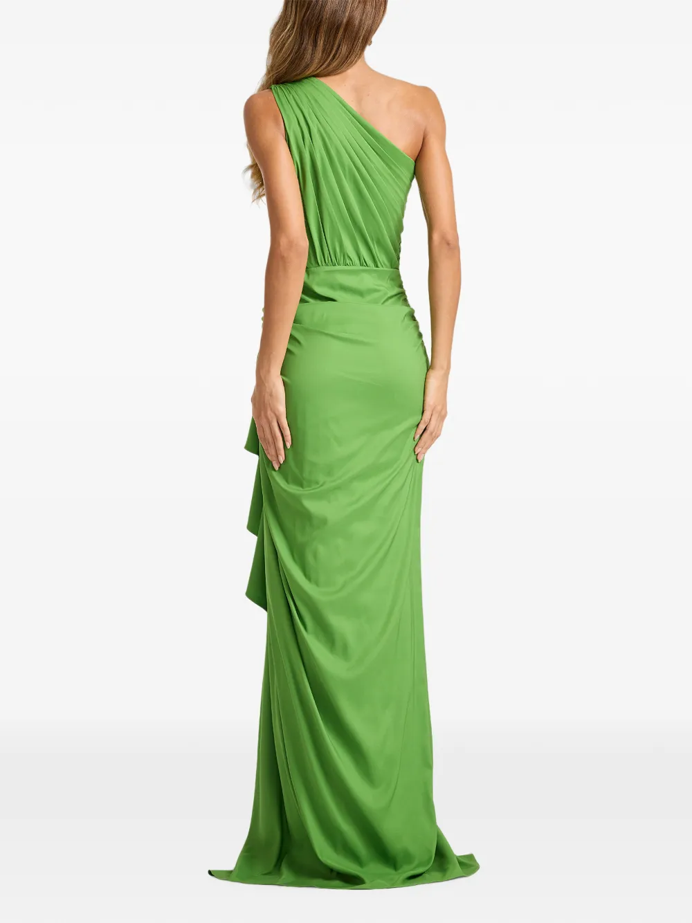 Tadashi Shoji Lena asymmetrische maxi-jurk met ruches Groen