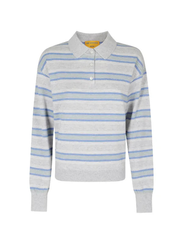 Guest In Residence Collegiate Polo-collar Sweater in Grey