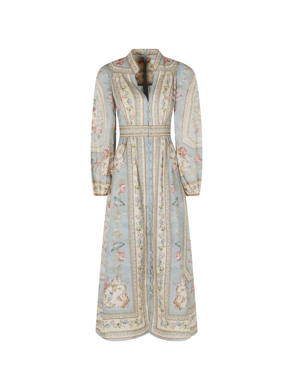 ZIMMERMANN Roselight Plunge floral-print mini dress - Blu