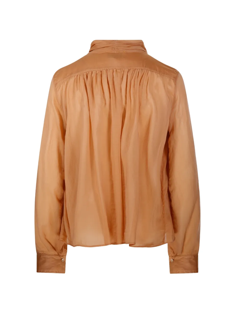 Forte Gesmockte blouse met hoge hals Oranje