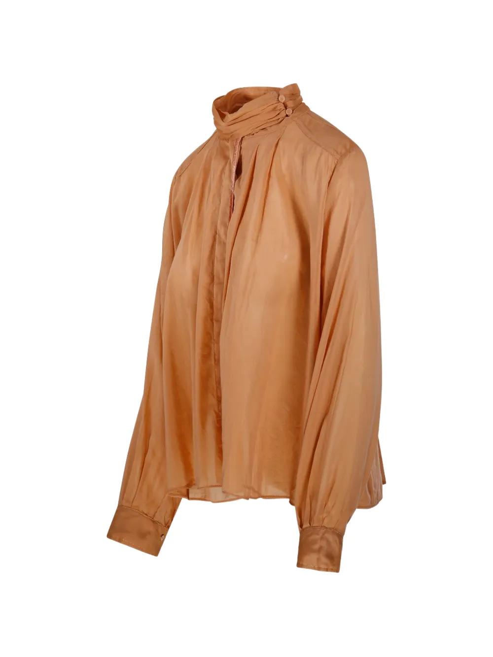 Forte Gesmockte blouse met hoge hals Oranje