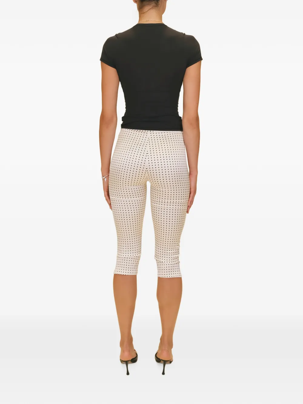 AZEEZA Shreya cropped broek met stippen Beige