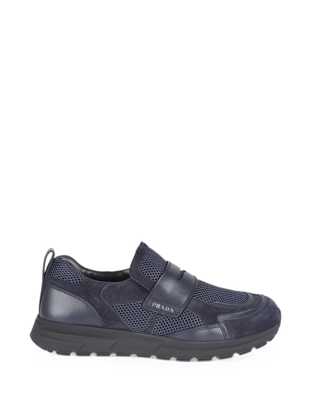 Prada Prax mesh-panel slip-on sneakers Blauw