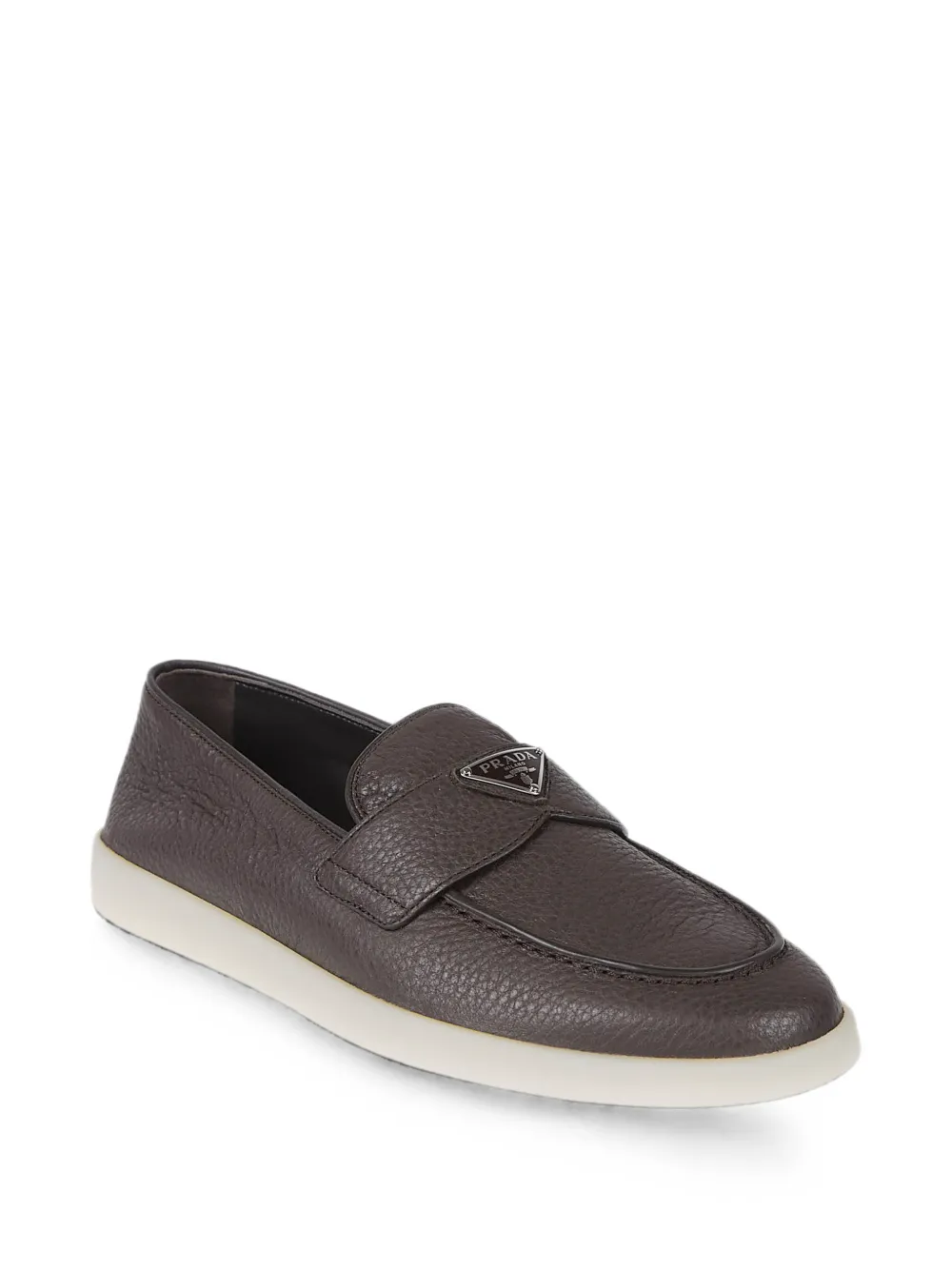 Prada logo-plaque pebbled-leather loafers Bruin