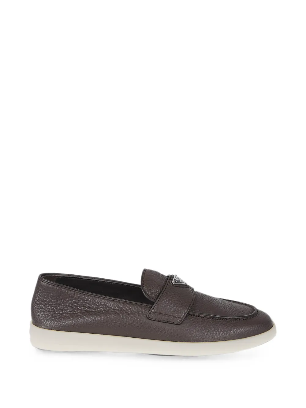 Prada logo-plaque pebbled-leather loafers Bruin
