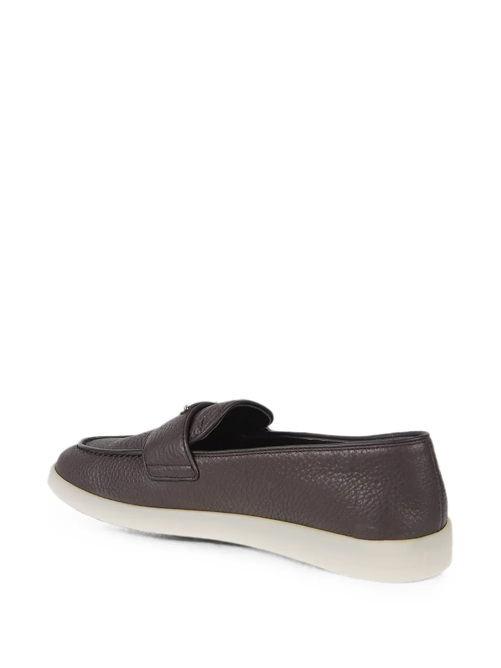 Prada logo-plaque pebbled-leather loafers Bruin