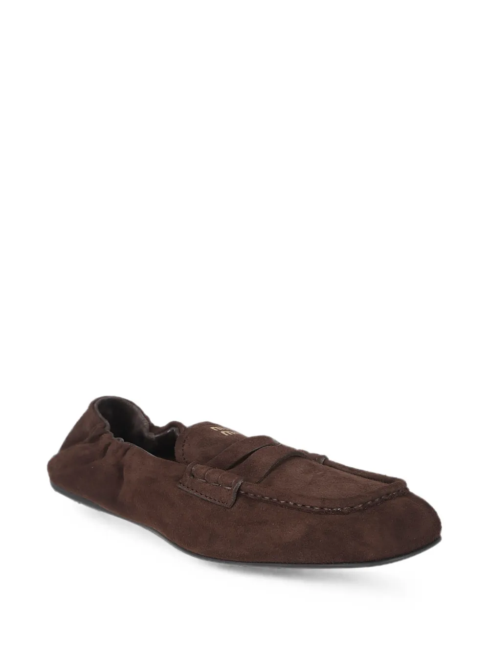 Miu logo-print suede loafers Bruin