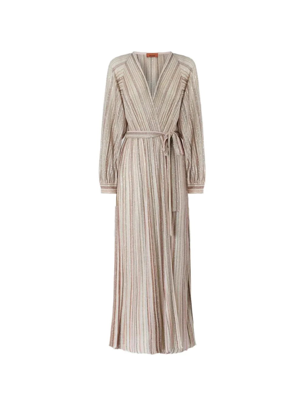 Missoni long ribbed cardigan with belt and sequins - Rosa