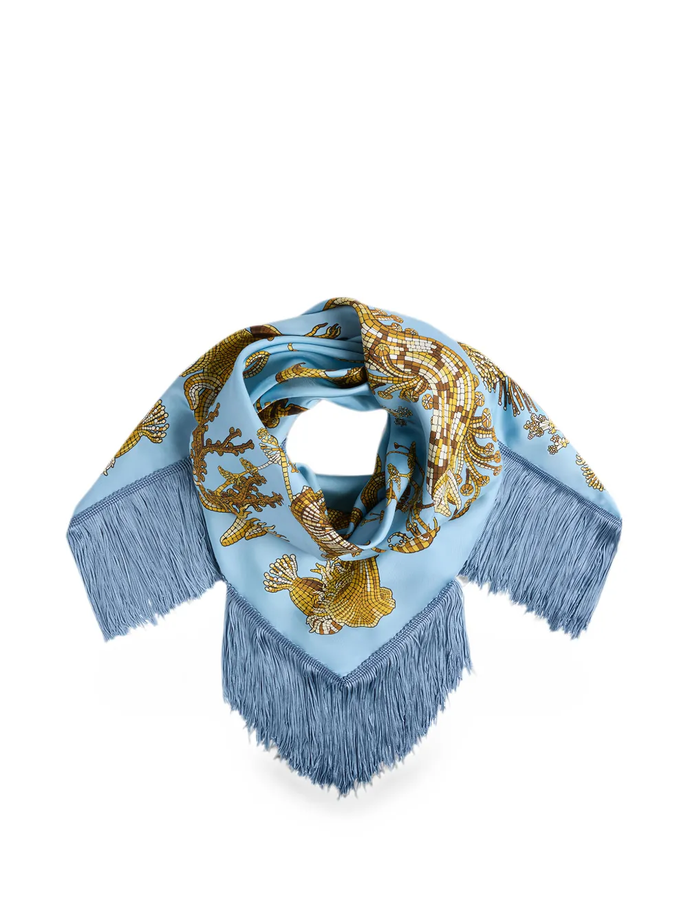 La DoubleJ fringe-trimmed scarf - Blu