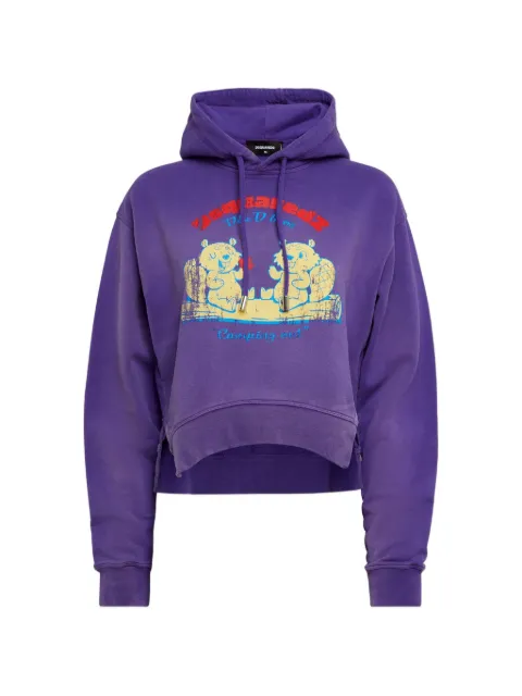 DSQUARED2 asymmetric graphic-print hoodie