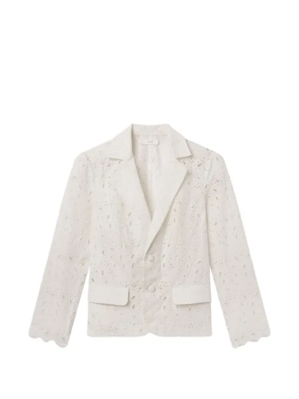 Frame Paisley Eyelet Blazer in White