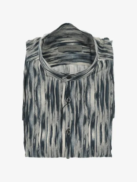 Corneliani patterned mandarin-collar shirt