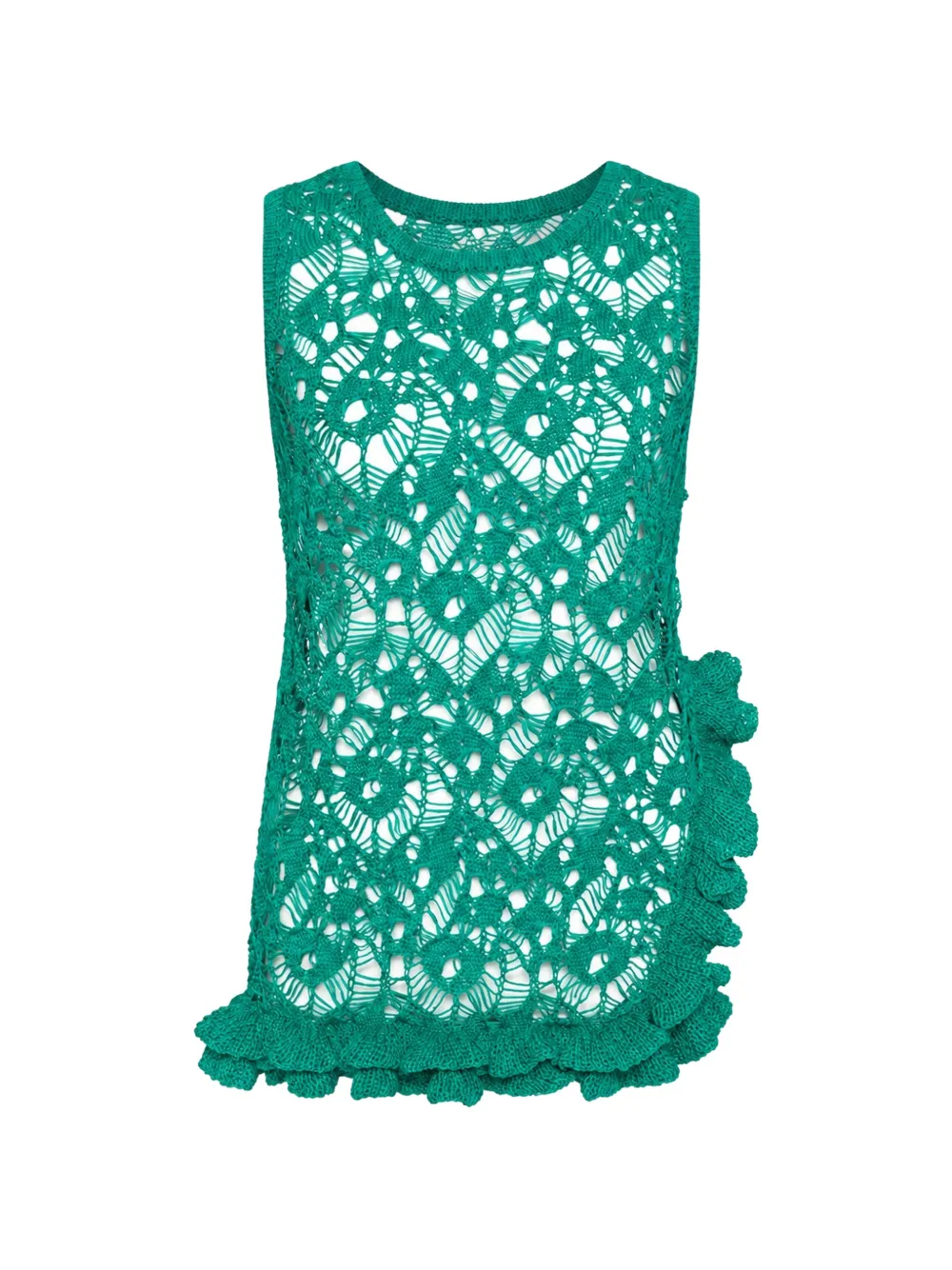 Muller Of Yoshiokubo frill-trimmed floral-lace top - Verde