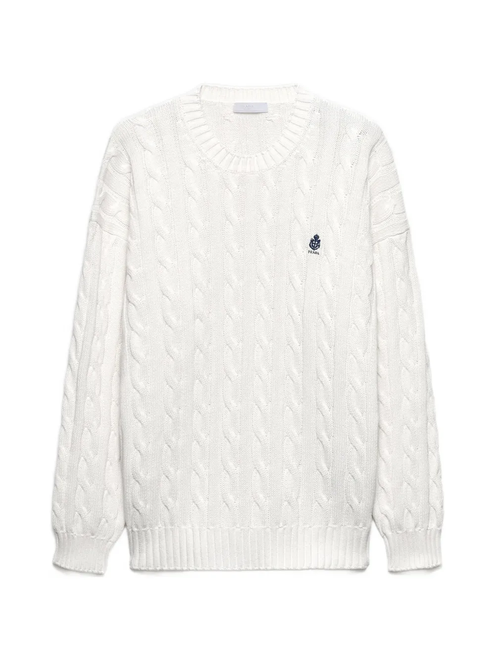 Prada cable-knit logo-embroidered sweater - White