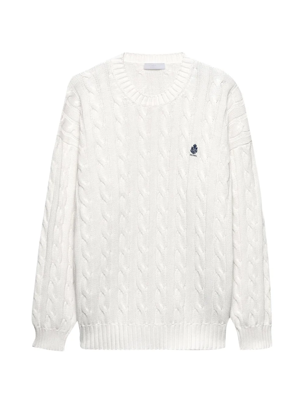 Prada cable-knit logo-embroidered sweater - White