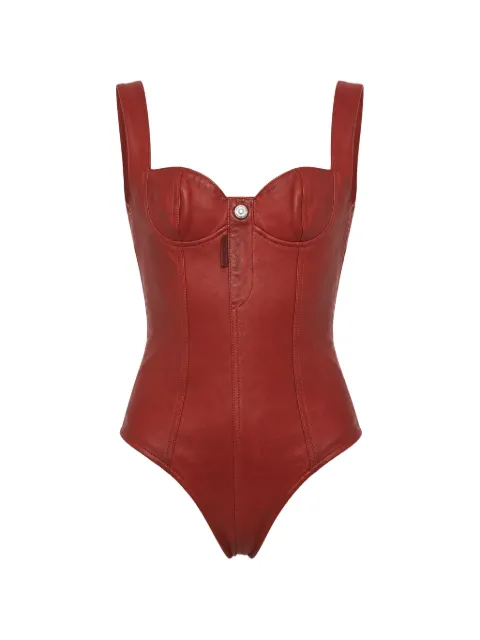 DSQUARED2 logo-button leather bodysuit