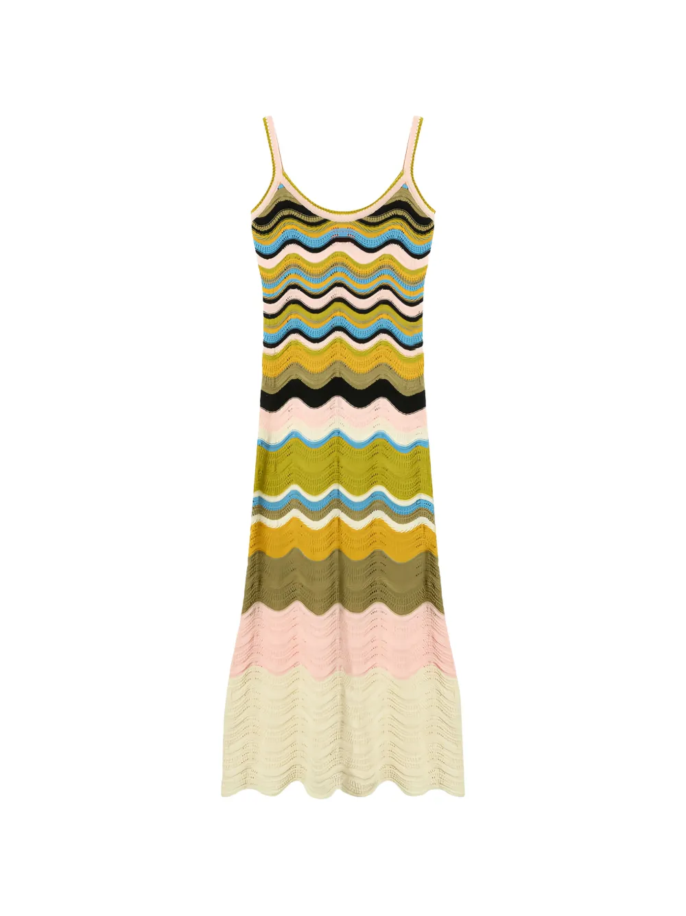 La Doublej Chevron-knit Sundress In Yellow