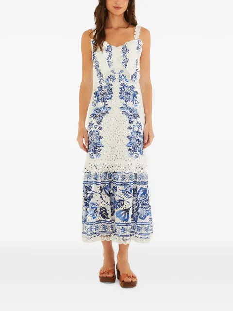 FARM Rio beautiful nature eyelet midi dress