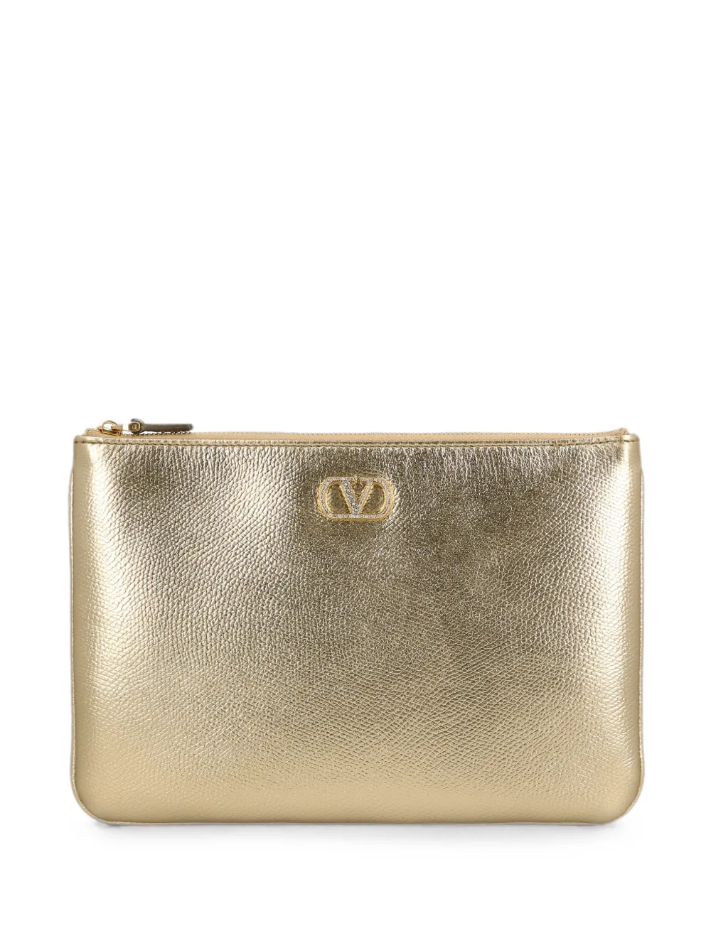 Valentino Garavani VLogo Signature leather clutch bag - Gold
