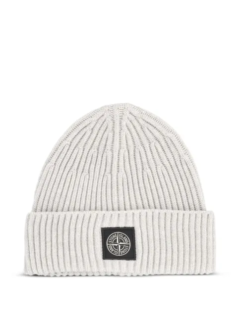 Stone Island logo-patch beanie hat