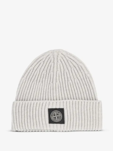Stone Island  logo-patch beanie hat