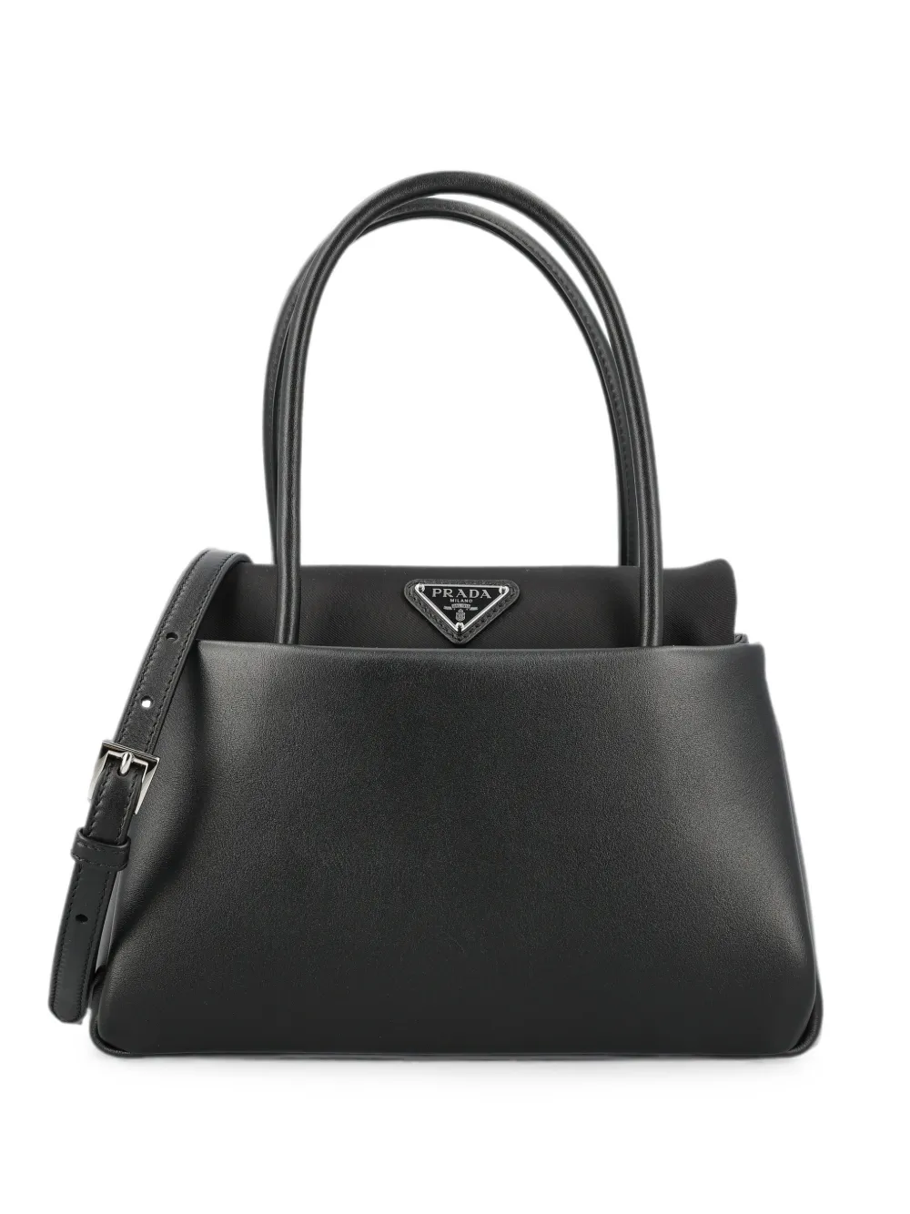 Prada logo-plaque leather shoulder bag - Schwarz