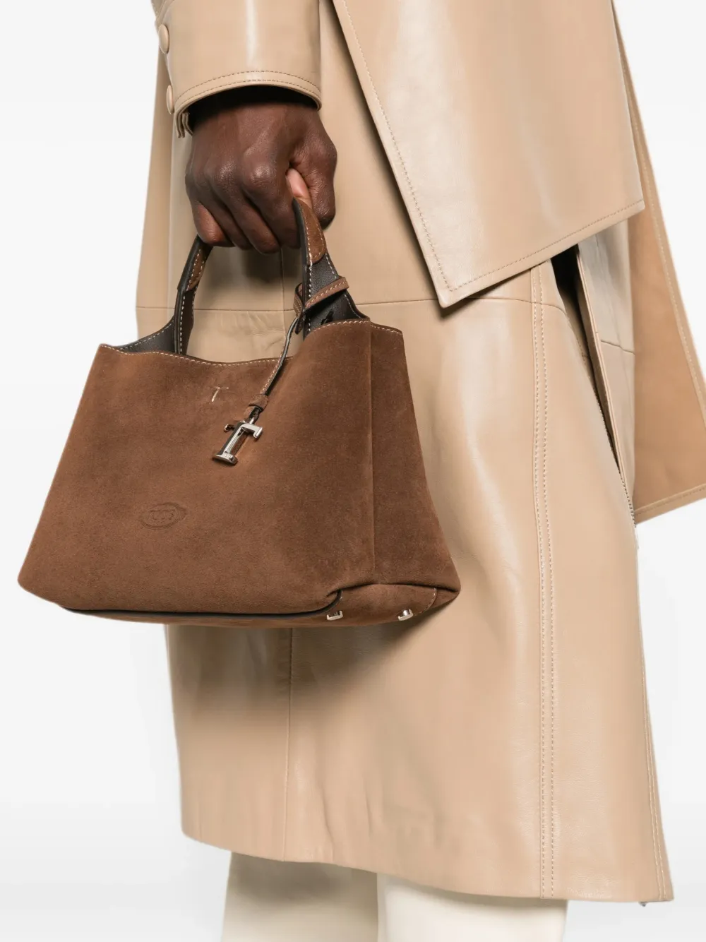 Tod's T-Timeless leren crossbodytas met hanger Bruin