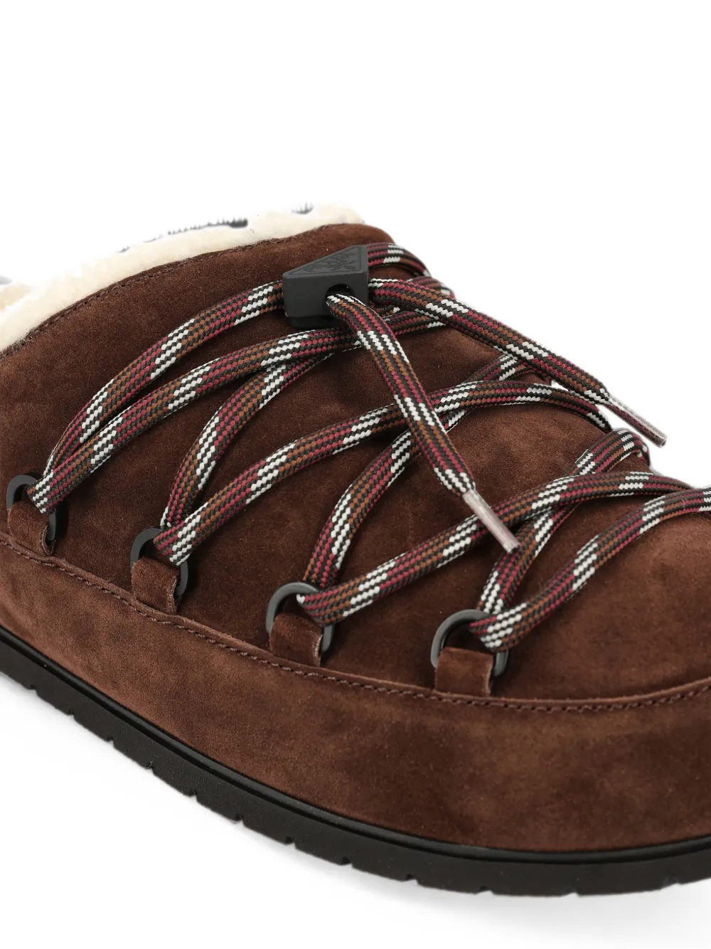 Prada shearling-lined lace-up mules Bruin