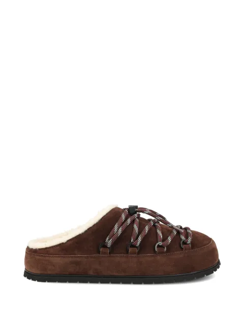 Prada shearling-lined lace-up mules