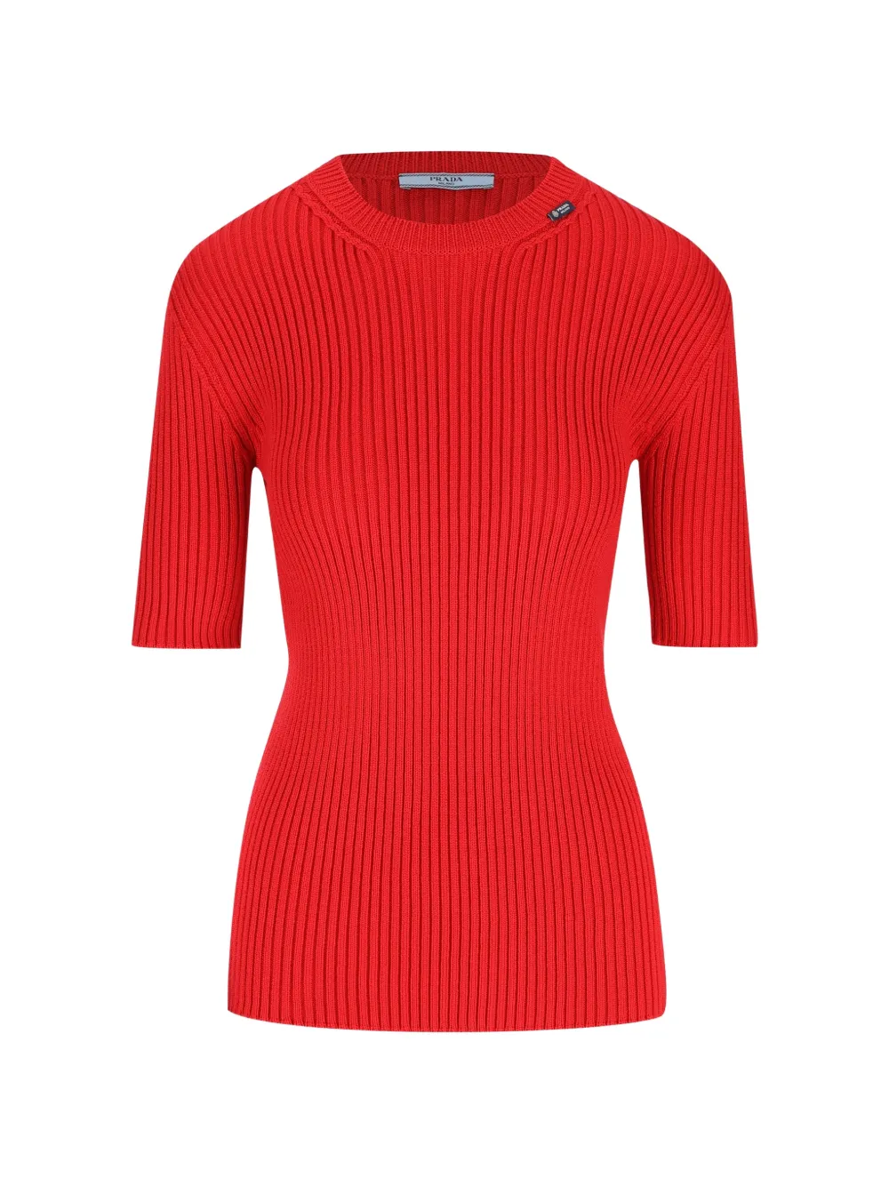 Prada ribbed-knit short-sleeve sweater - Rosso