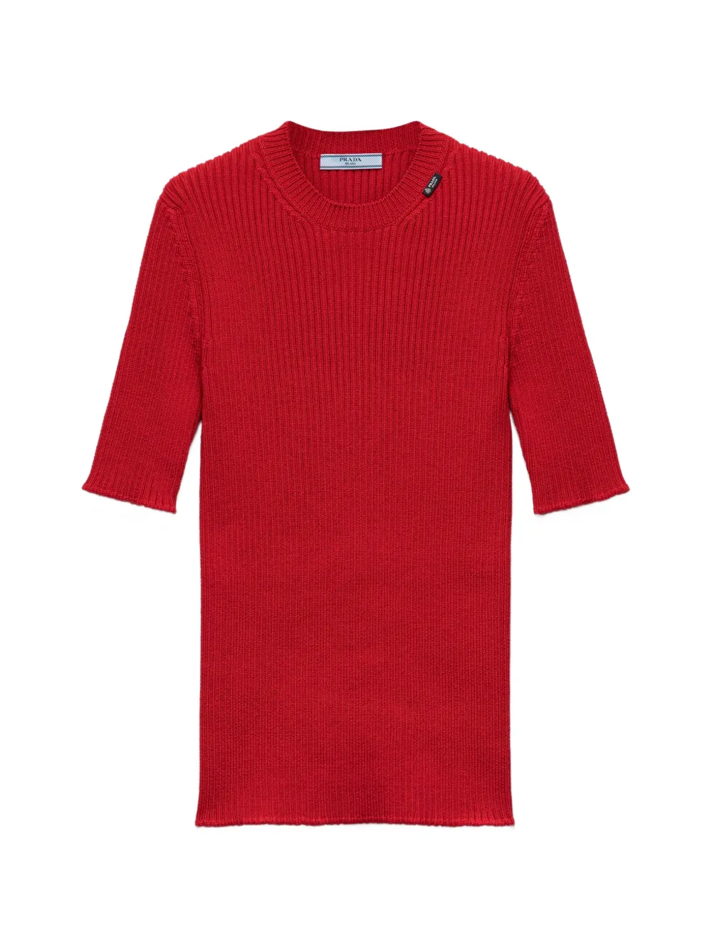 Prada ribbed-knit short-sleeve sweater - Rosso