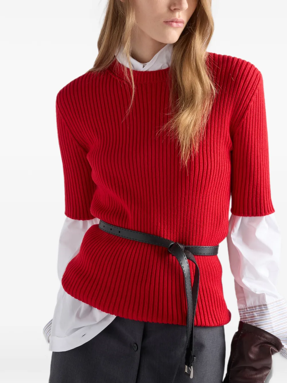 Prada Ribgebreide trui Rood