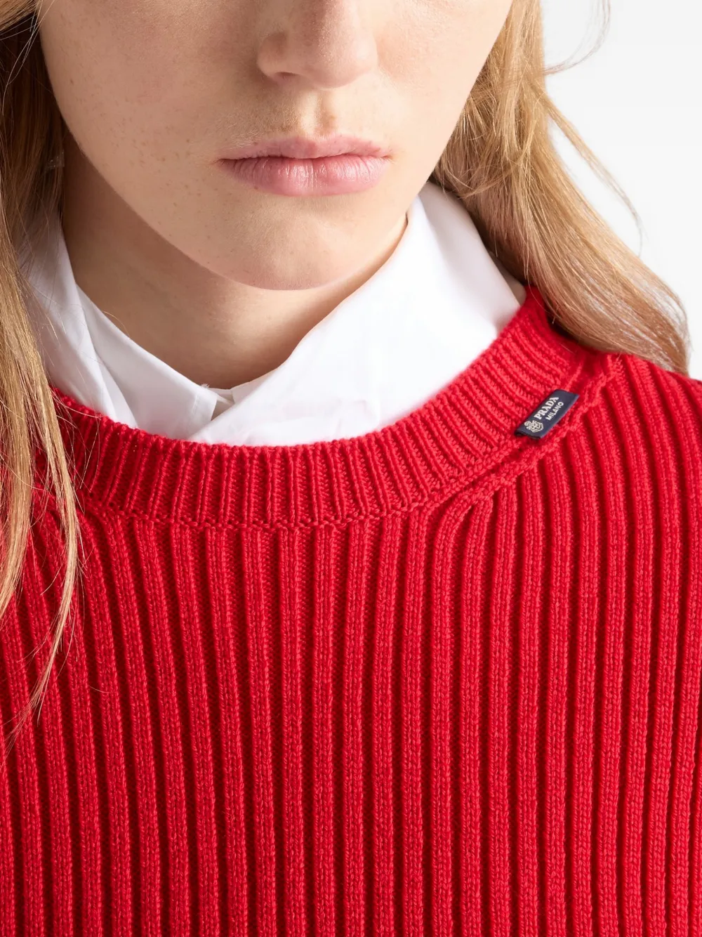 Prada Ribgebreide trui Rood