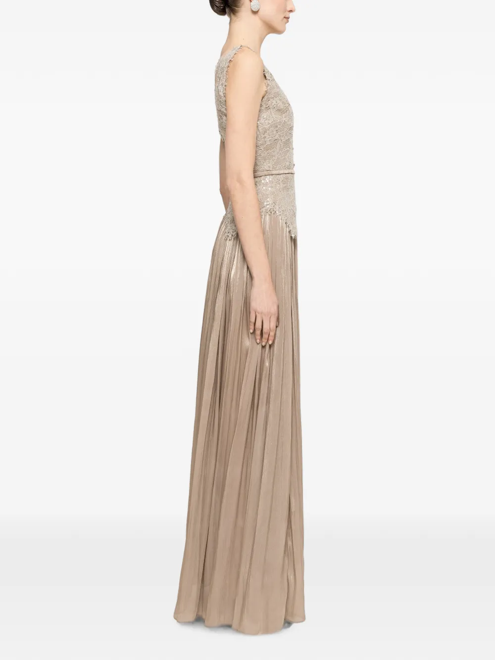 NISSA Chiffon maxi-jurk met veters Beige