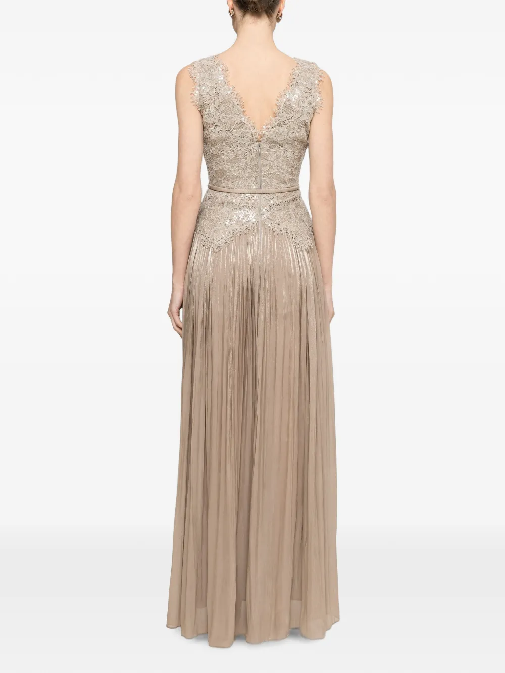 NISSA Chiffon maxi-jurk met veters Beige
