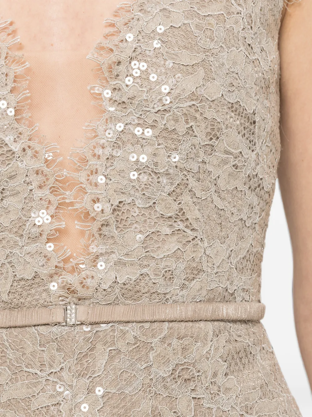 NISSA Chiffon maxi-jurk met veters Beige
