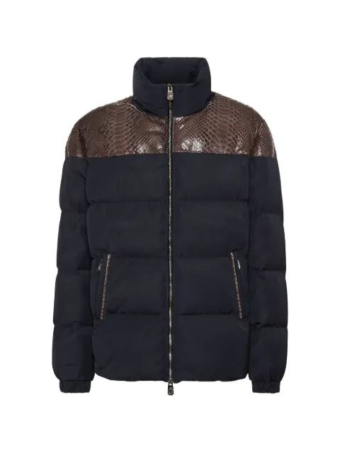 Billionaire nylon down-jacket with python inserts