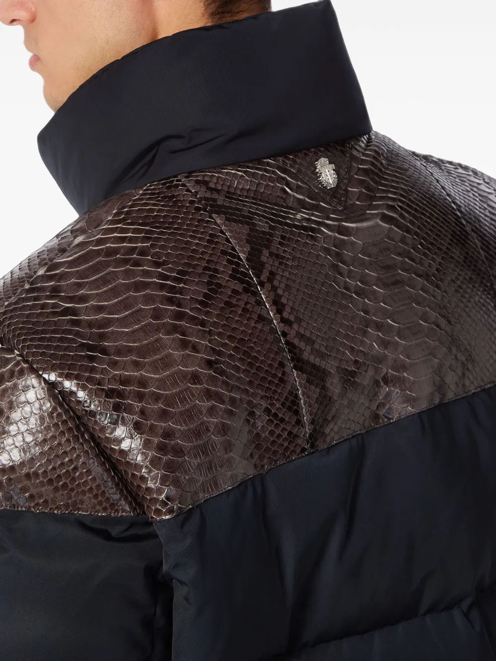 Billionaire Nylon donsjack met python-inzetstukken Blauw
