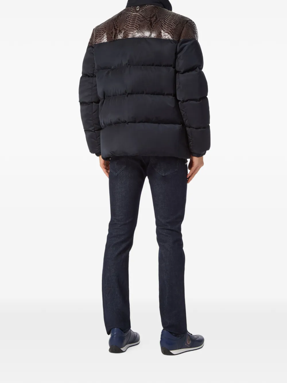 Billionaire Nylon donsjack met python-inzetstukken Blauw