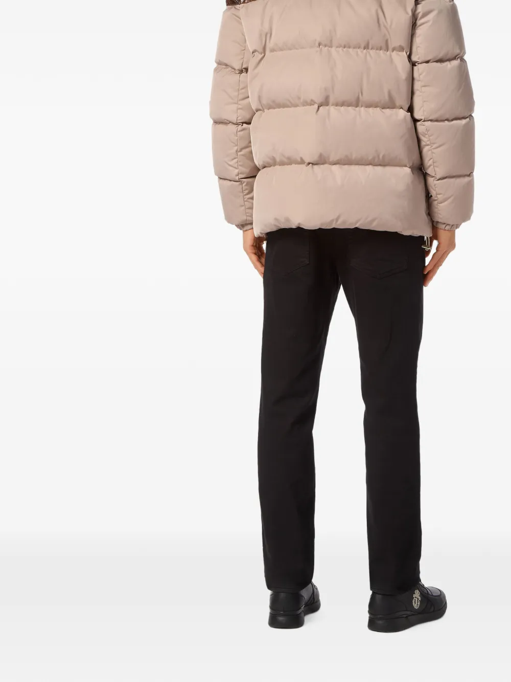 Billionaire Nylon donsjack met python-inzetstukken Beige