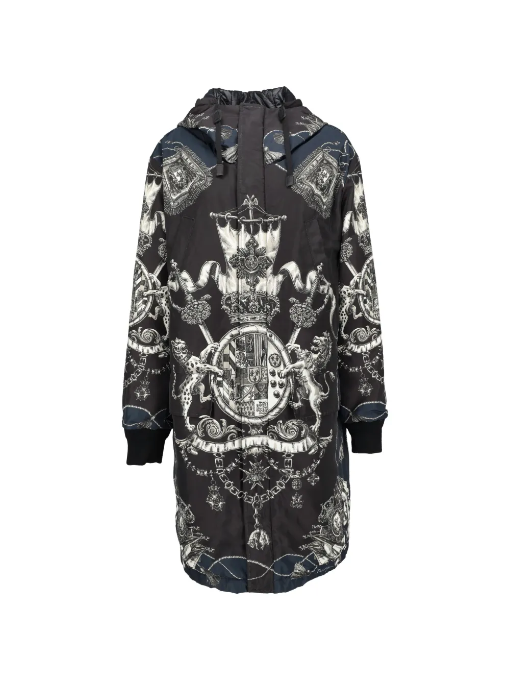 Dolce & Gabbana Pre-Owned heraldic-print hooded parka - Schwarz