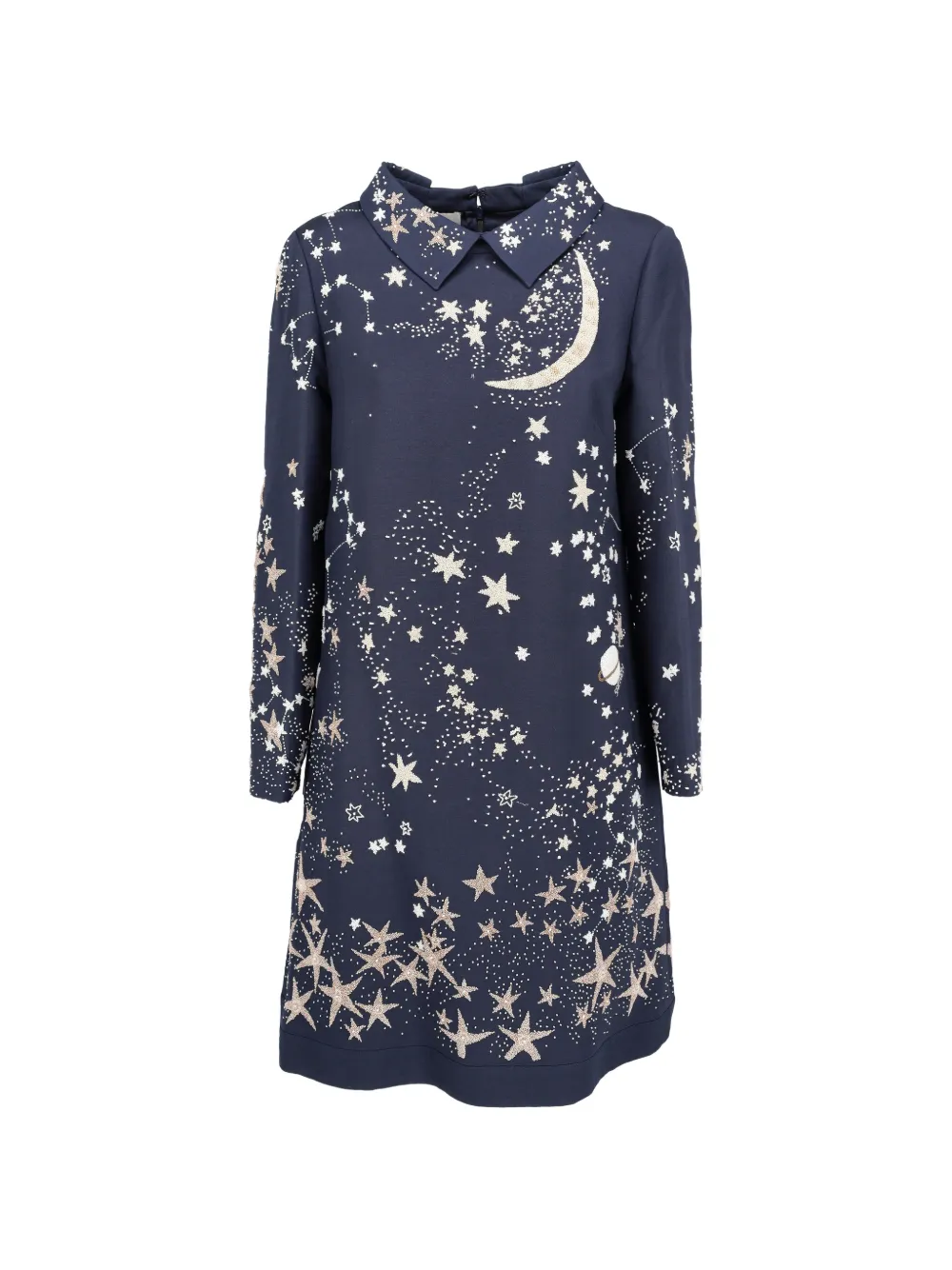 Valentino Pre-Owned celestial-print long-sleeve mini dress - Blu