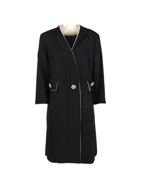 Vintage embellished contrast-trim coat