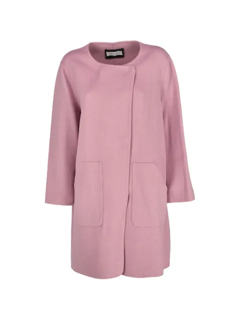 Caractère collarless patch-pocket coat