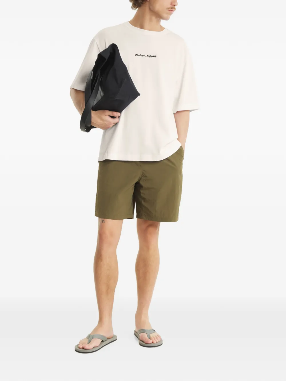 Maison Kitsuné T-shirt met logoprint Beige