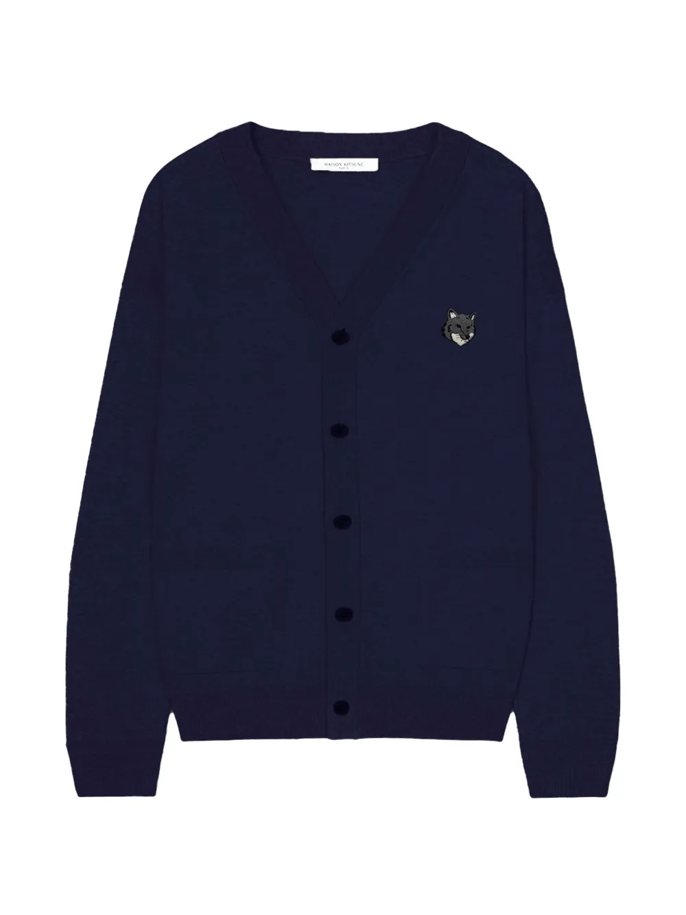 Maison Kitsuné logo-patch V-neck cardigan - Blu