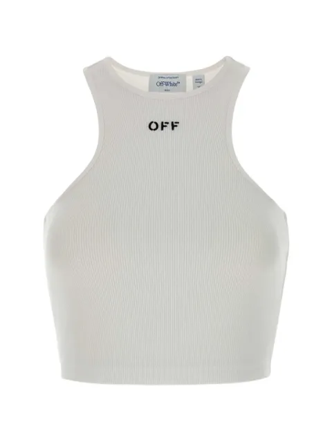 Off-White top corto de canalé con logo