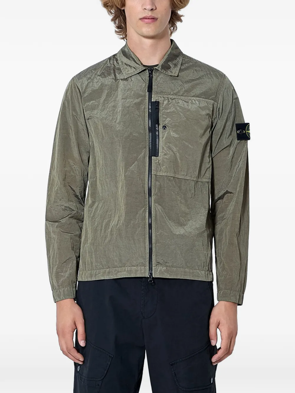 Stone Island zip-up patch-pocket jacket | Green | Image 1
