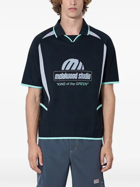 Metalwood Studio polo con motivo del logo y ribete