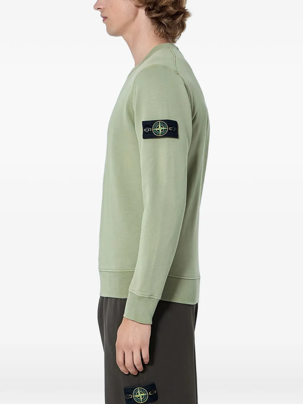 Stone Island 6100060 fleece sweater van biologisch katoen Groen